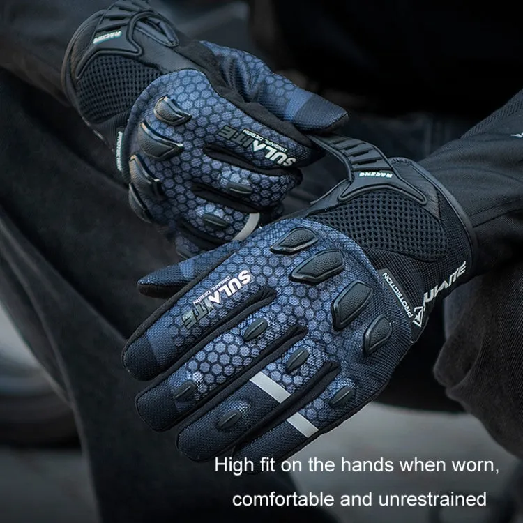 SULAITE Motorcycle Anti-fall Touch Screen Breathable Mesh Cycling Gloves, Size: L(Black)