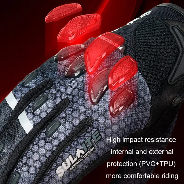 SULAITE Motorcycle Anti-fall Touch Screen Breathable Mesh Cycling Gloves, Size: L(Black)