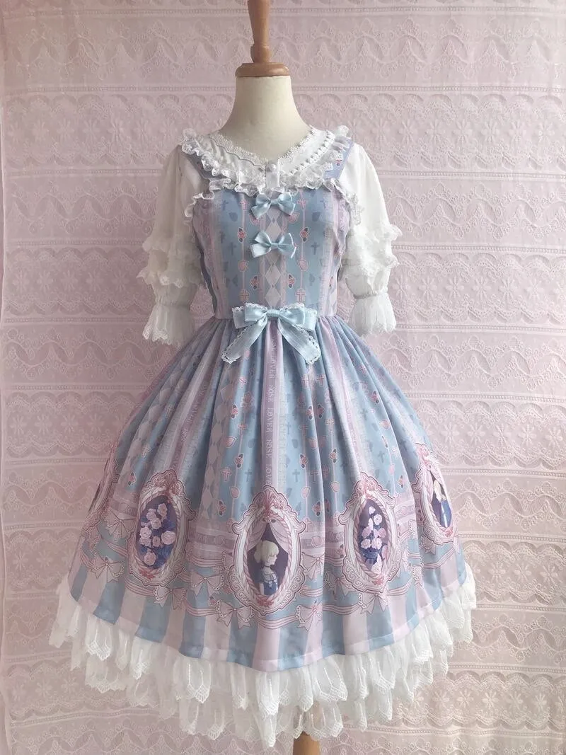 Sweet Rose Lover Printed Lolita JSK Dress Sleeveless Midi Dress by Yiliya