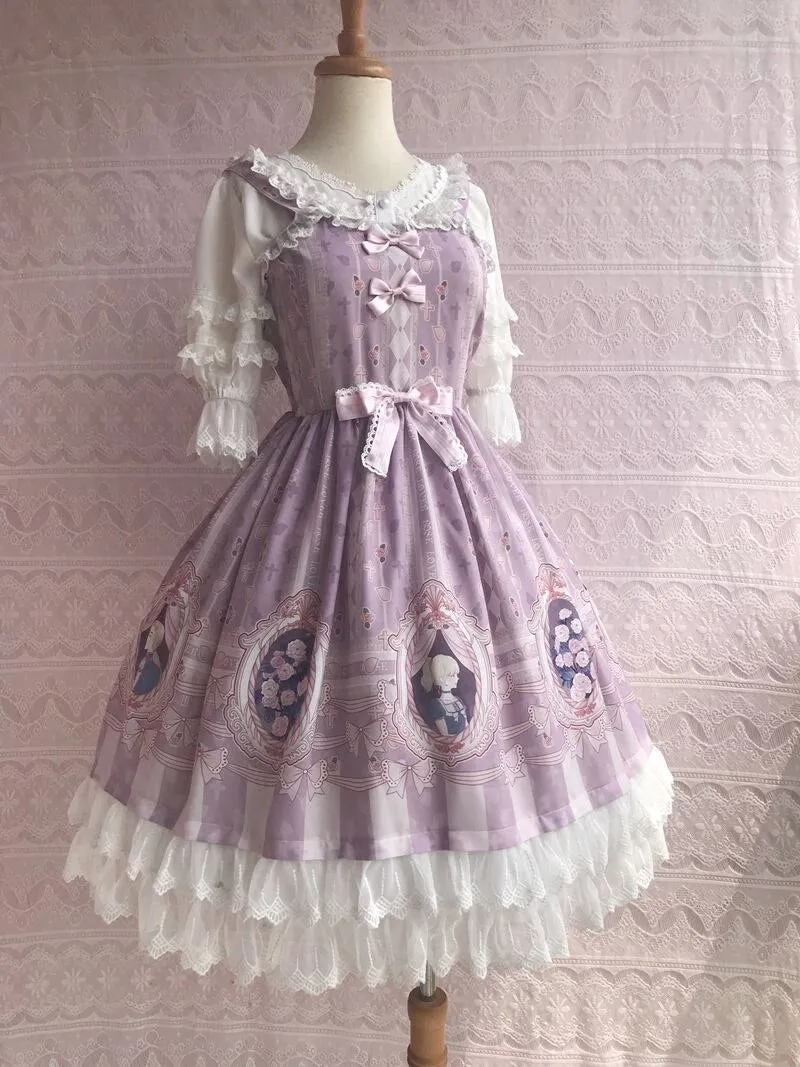 Sweet Rose Lover Printed Lolita JSK Dress Sleeveless Midi Dress by Yiliya