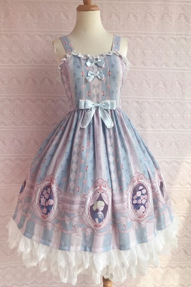 Sweet Rose Lover Printed Lolita JSK Dress Sleeveless Midi Dress by Yiliya