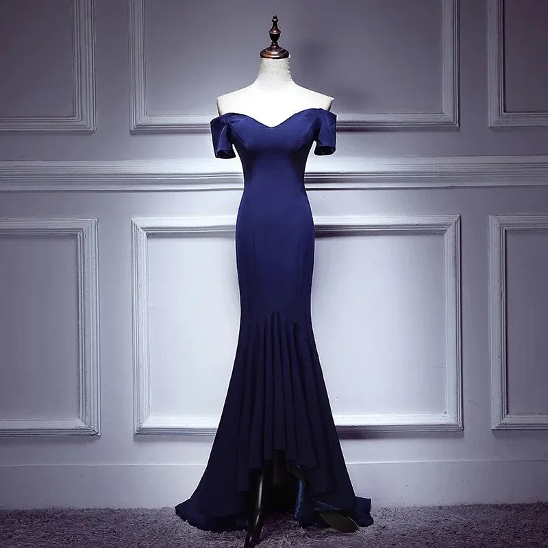 Tight Fitted Prom Dress in Navy Blue