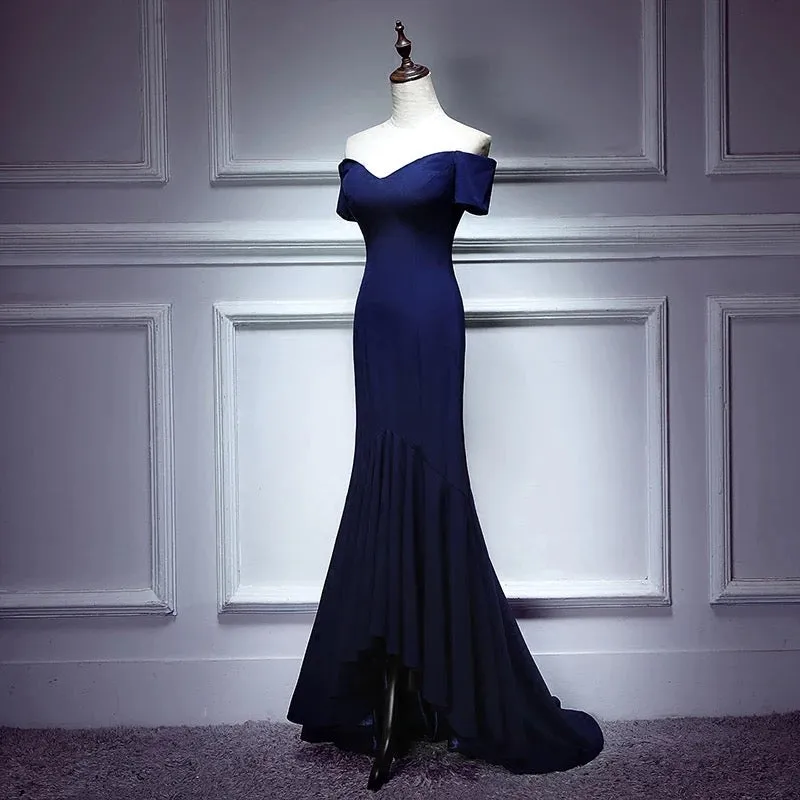 Tight Fitted Prom Dress in Navy Blue