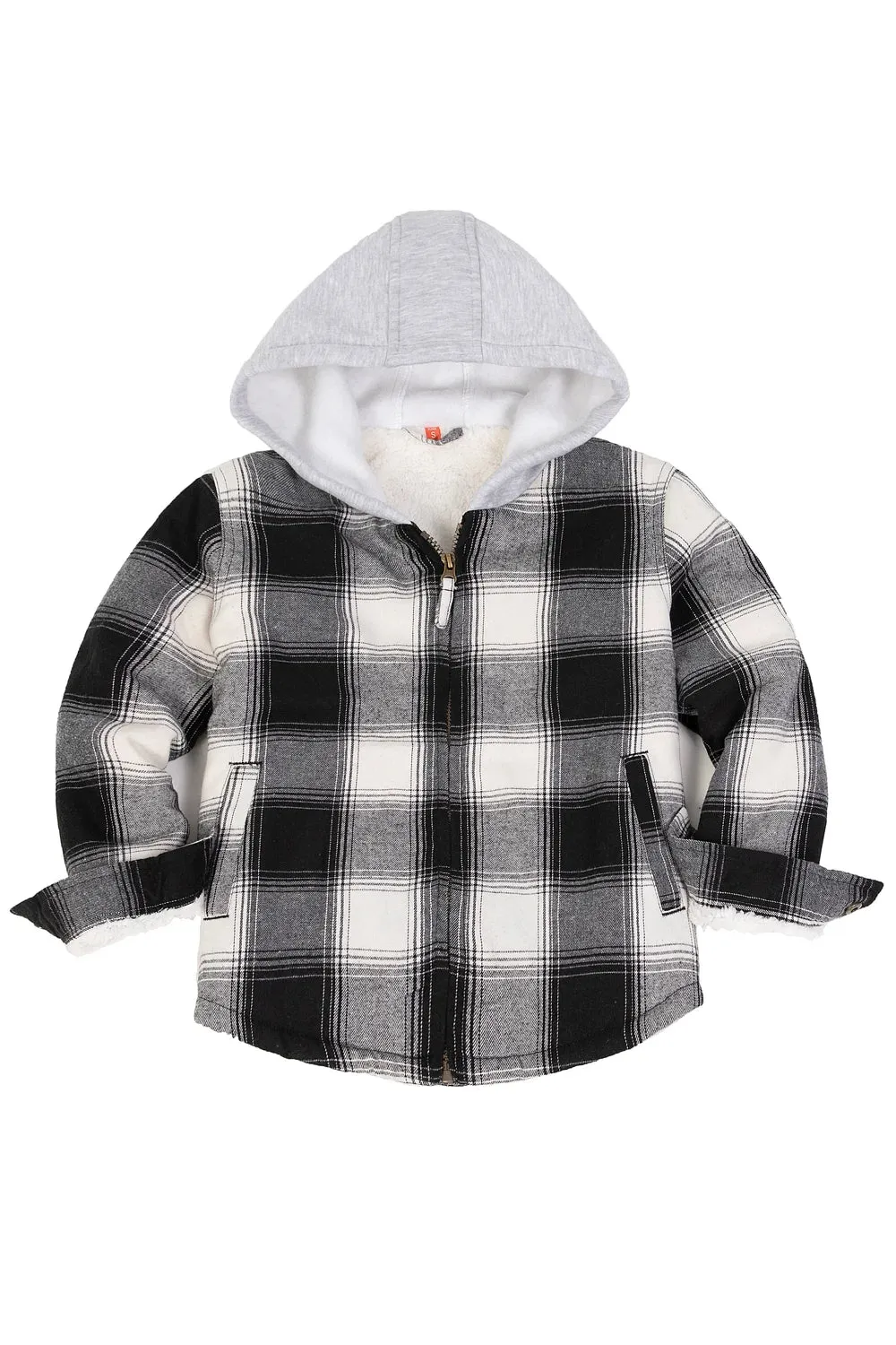 Toddler Boys and Girls Sherpa-Lined Full Zip Hooded Plaid Flannel Shirt