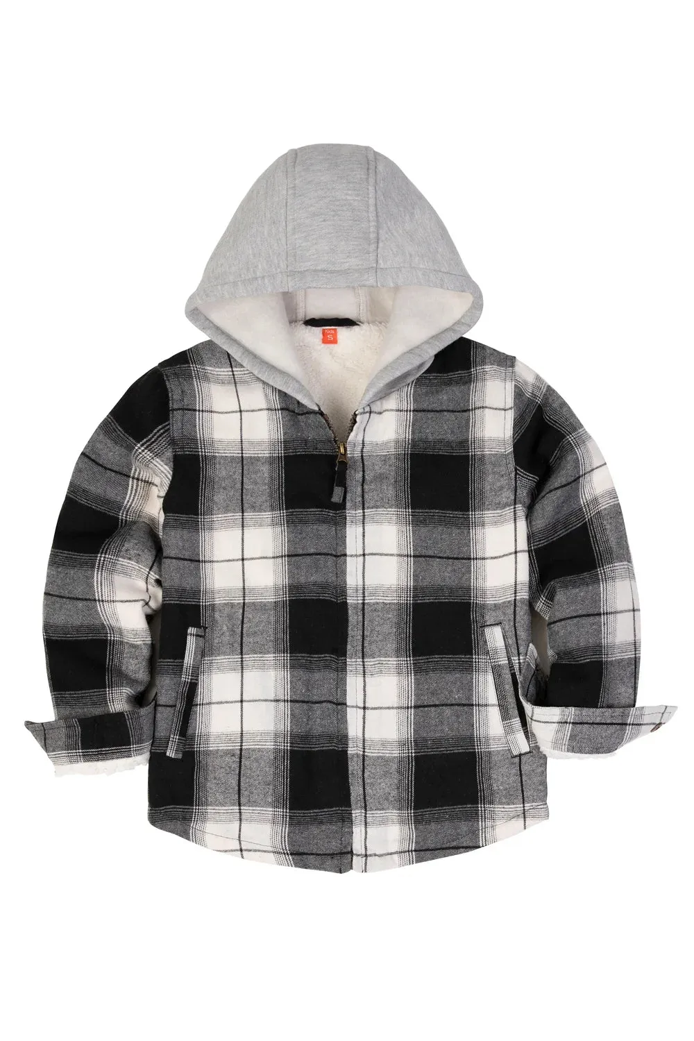 Toddler Boys and Girls Sherpa-Lined Full Zip Hooded Plaid Flannel Shirt