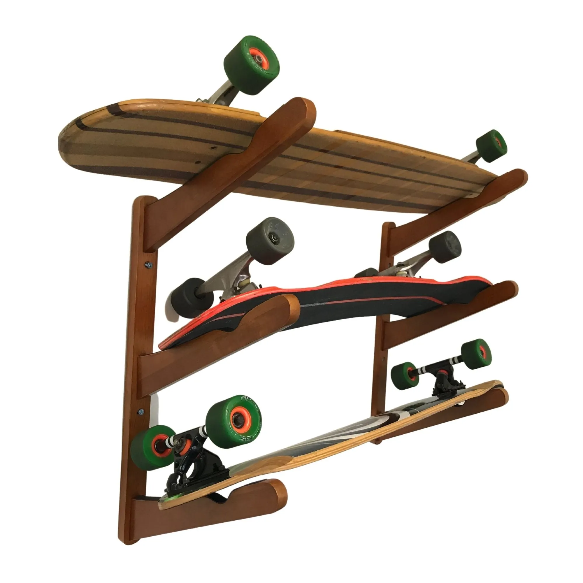 Triple Surfboard Wall Rack  - Bamboo or Dark Wood