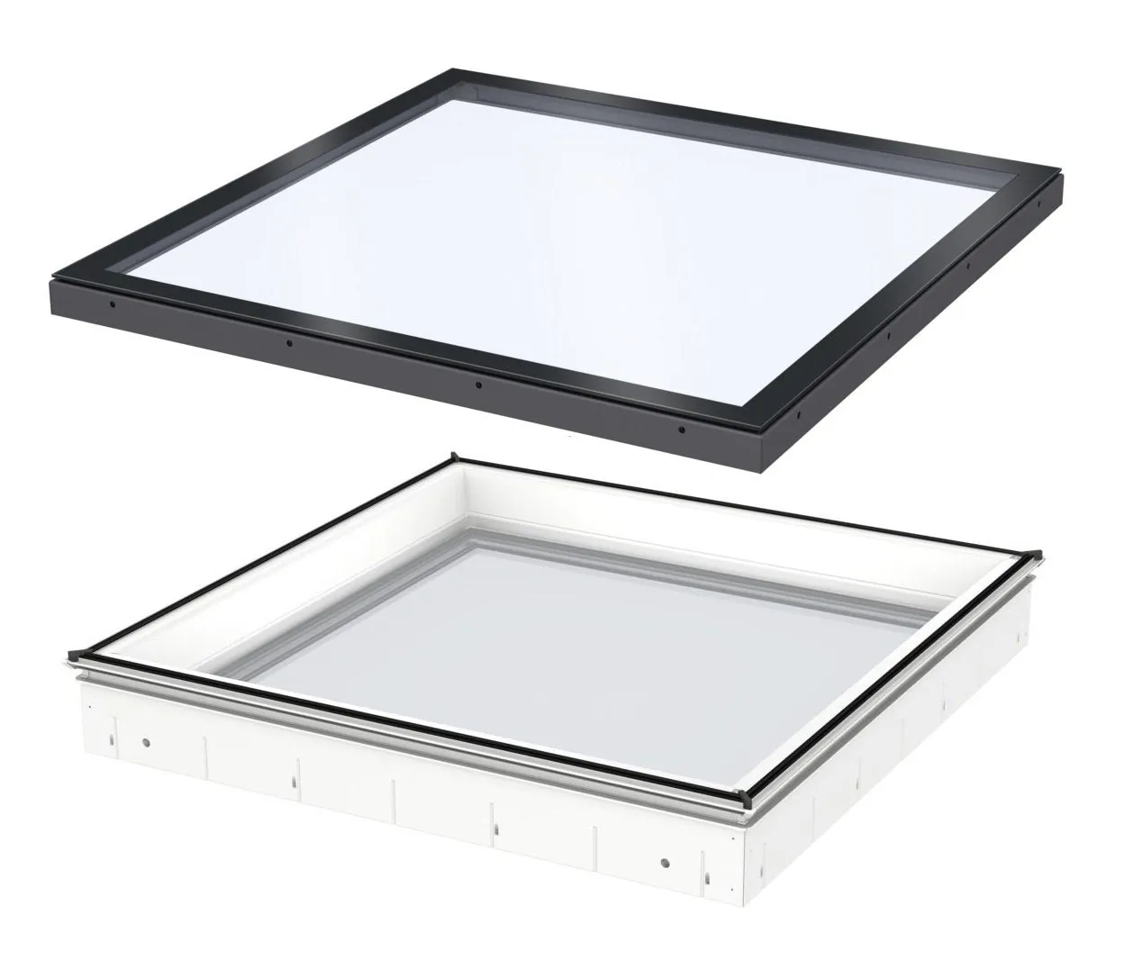 VELUX CFU 200100 S00M Fixed Flat Glass Rooflight Package 200 x 100 cm (Including CFU Double Glazed Base & ISU Flat Glass Top Cover)