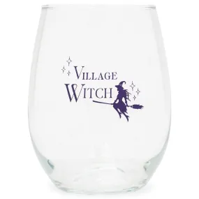 Village Witch Black 14 ounce Glass Stemless Wine Tumbler Glass