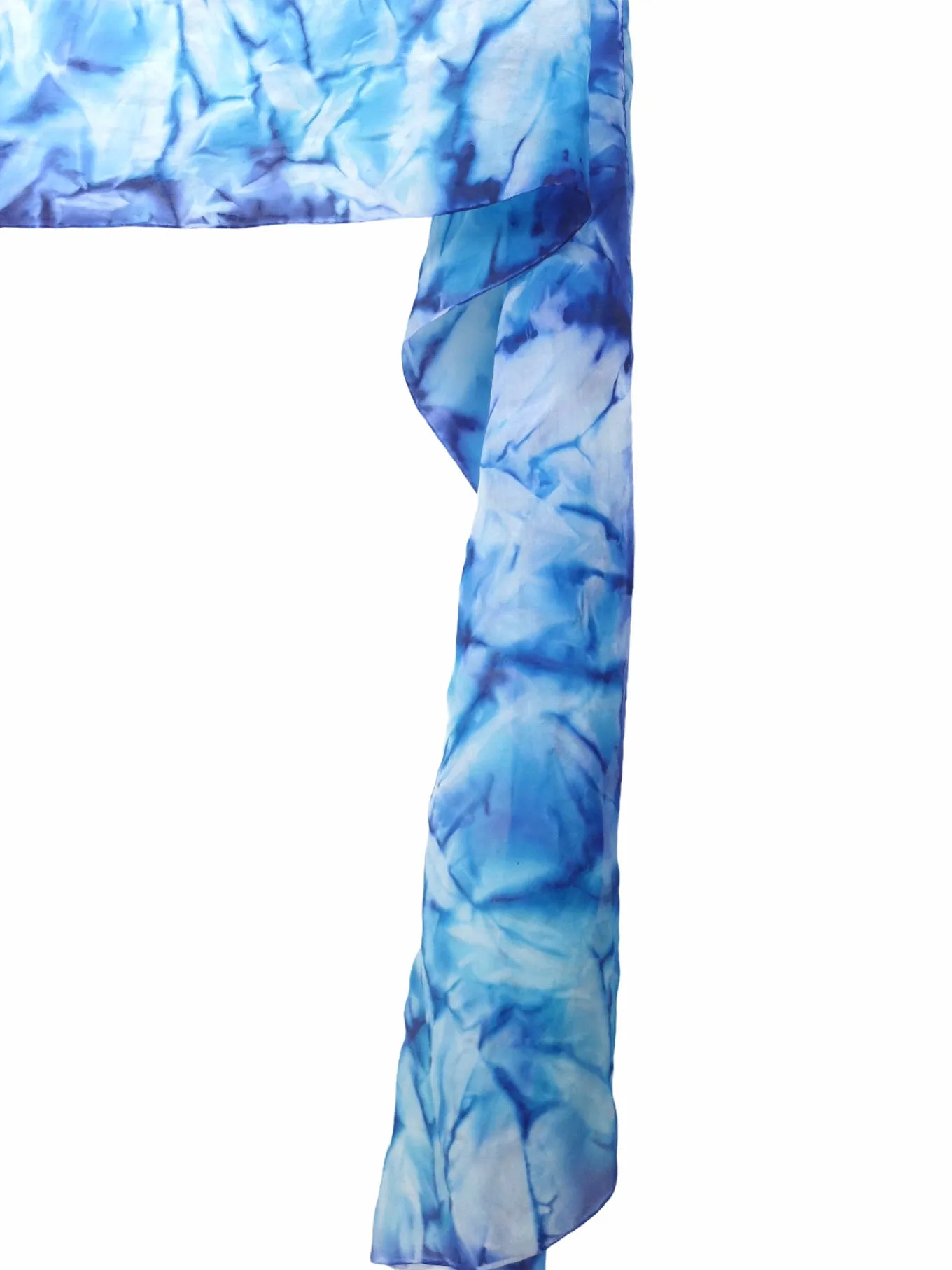 Vintage 00s Y2K Blue Tie Dye Acid Wash Wide Long Neck Tie Scarf