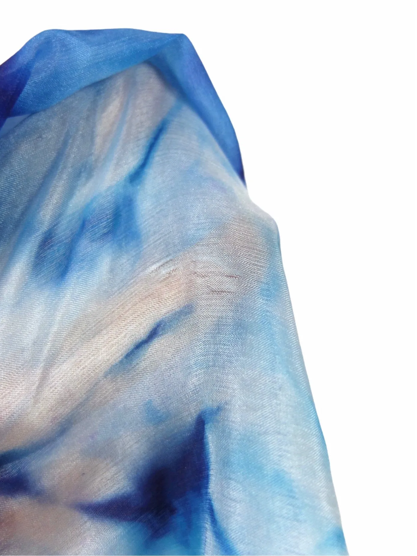 Vintage 00s Y2K Blue Tie Dye Acid Wash Wide Long Neck Tie Scarf