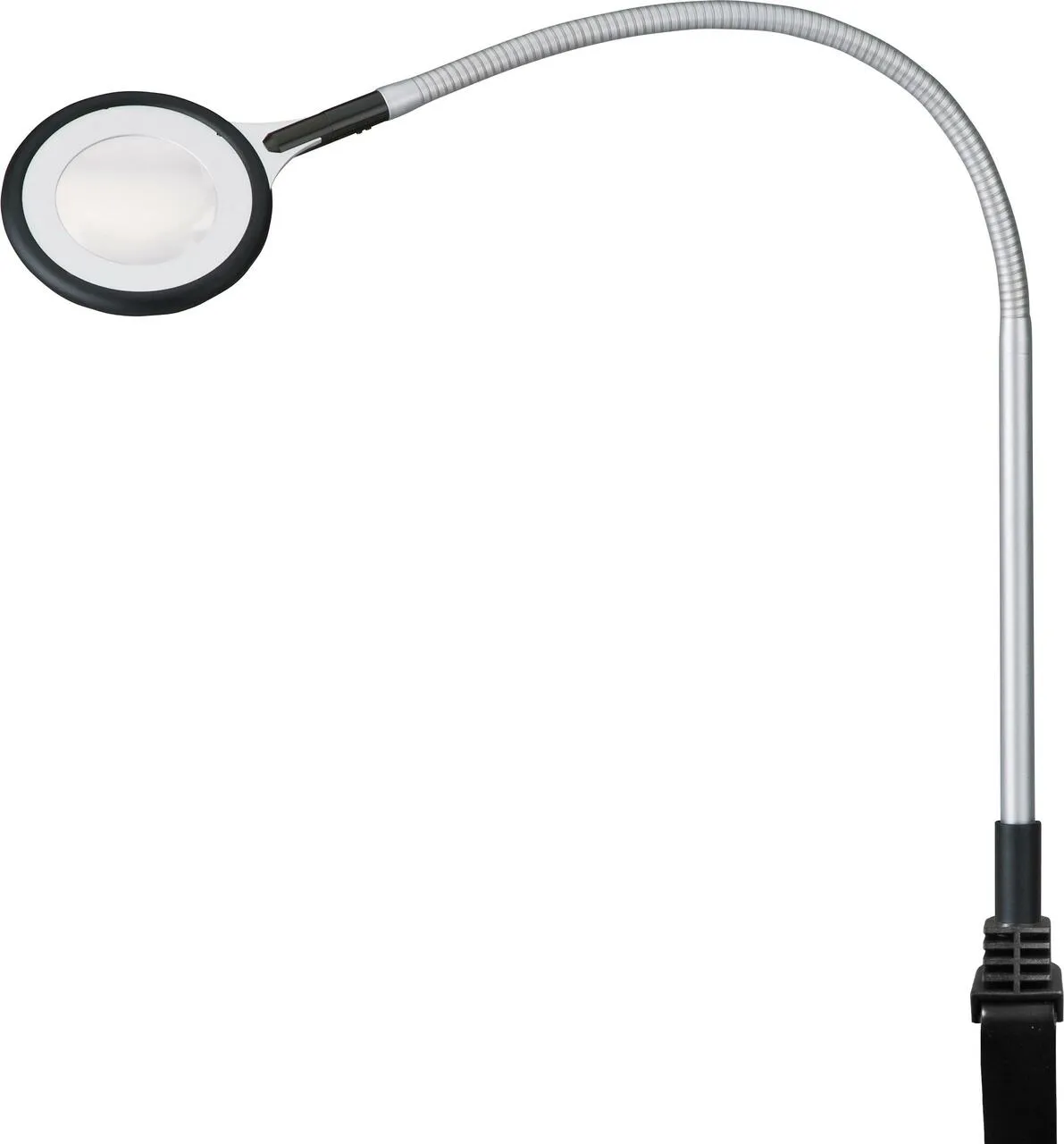 Waldmann 113142M10, RING LED Magnifier Light, 2.8 in. Dia. Lens, 15.7" Gooseneck Arm, 6 Diopter, Clamp