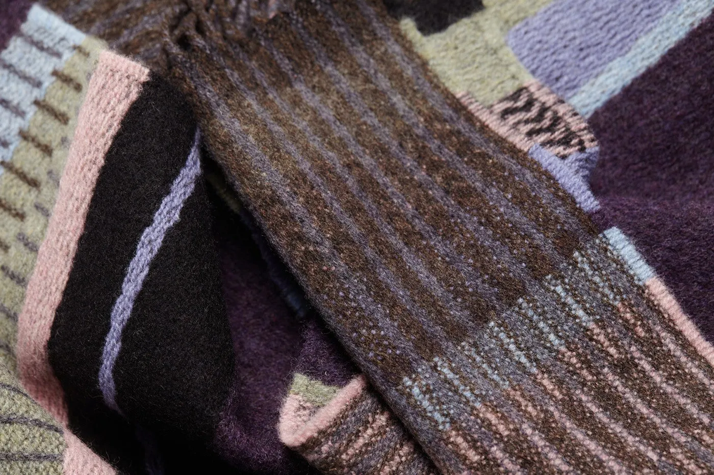 Wallace Sewell LAMBSWOOL STRIPE SCARVES  -Strathay - ELDERBERRY PURPLE