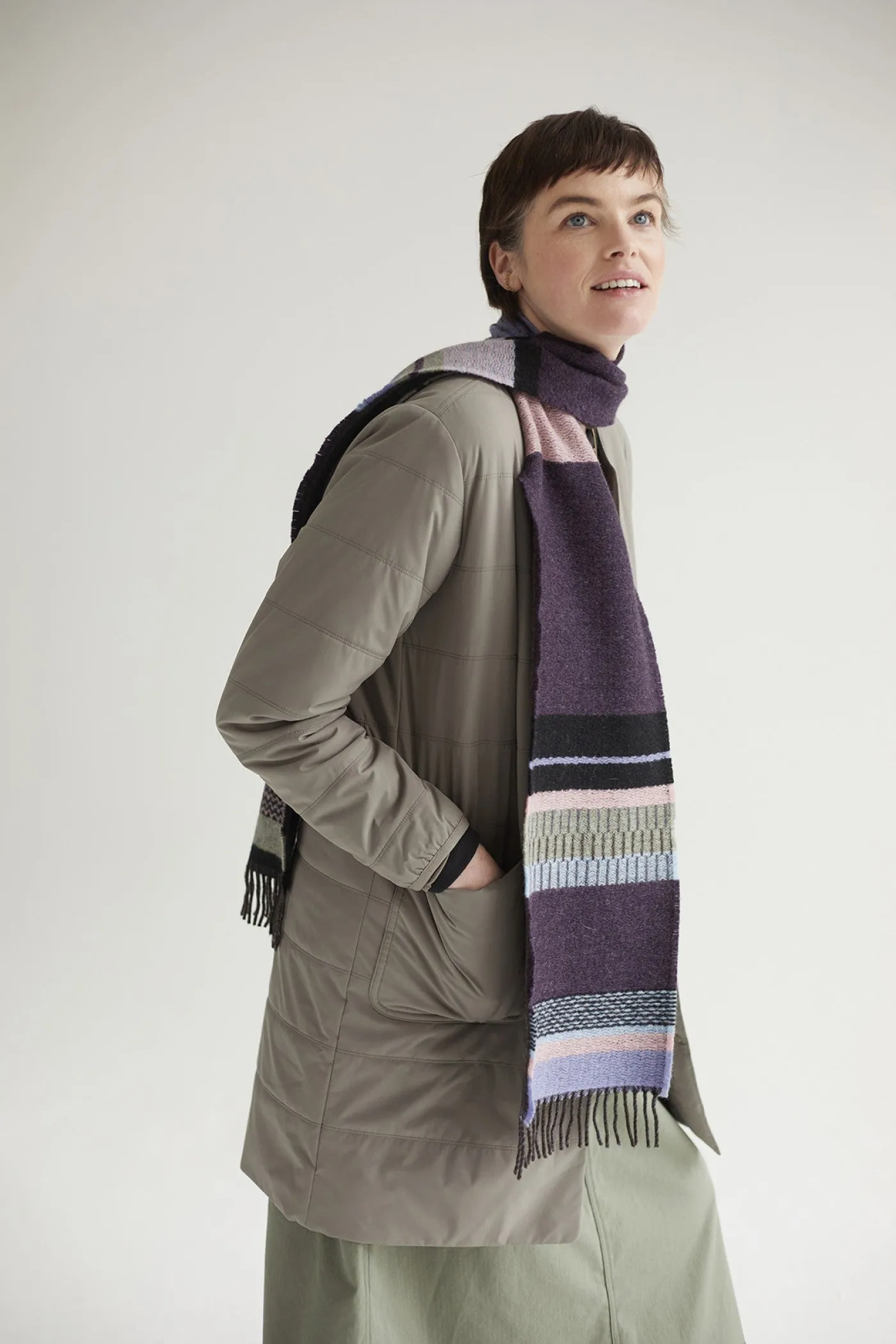 Wallace Sewell LAMBSWOOL STRIPE SCARVES  -Strathay - ELDERBERRY PURPLE