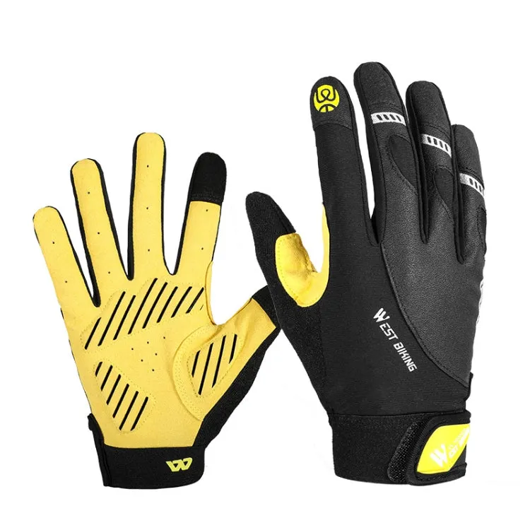 WEST BIKING YP0211209 Bicycle Gloves Shock Absorber Anti-Slip Touch Screen Glove, Size: XL(Yellow Black)