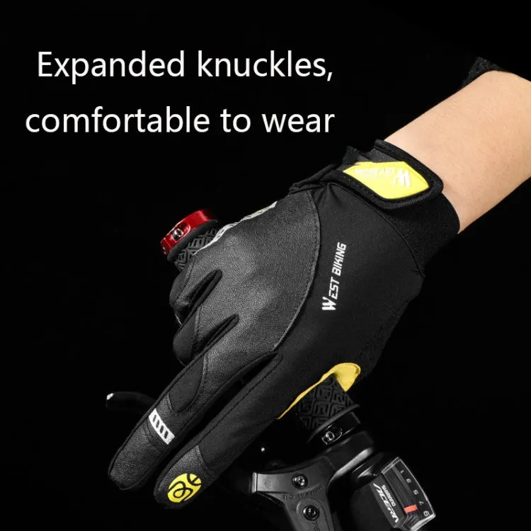 WEST BIKING YP0211209 Bicycle Gloves Shock Absorber Anti-Slip Touch Screen Glove, Size: XL(Yellow Black)