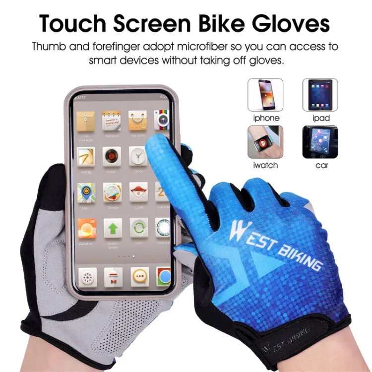 WEST BIKING YP0211216 Riding Gloves Bike Shock Absorption Touch Screen Full Finger Glove, Size: XL(Black)