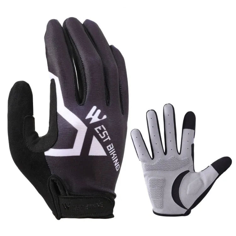 WEST BIKING YP0211216 Riding Gloves Bike Shock Absorption Touch Screen Full Finger Glove, Size: XL(Black)