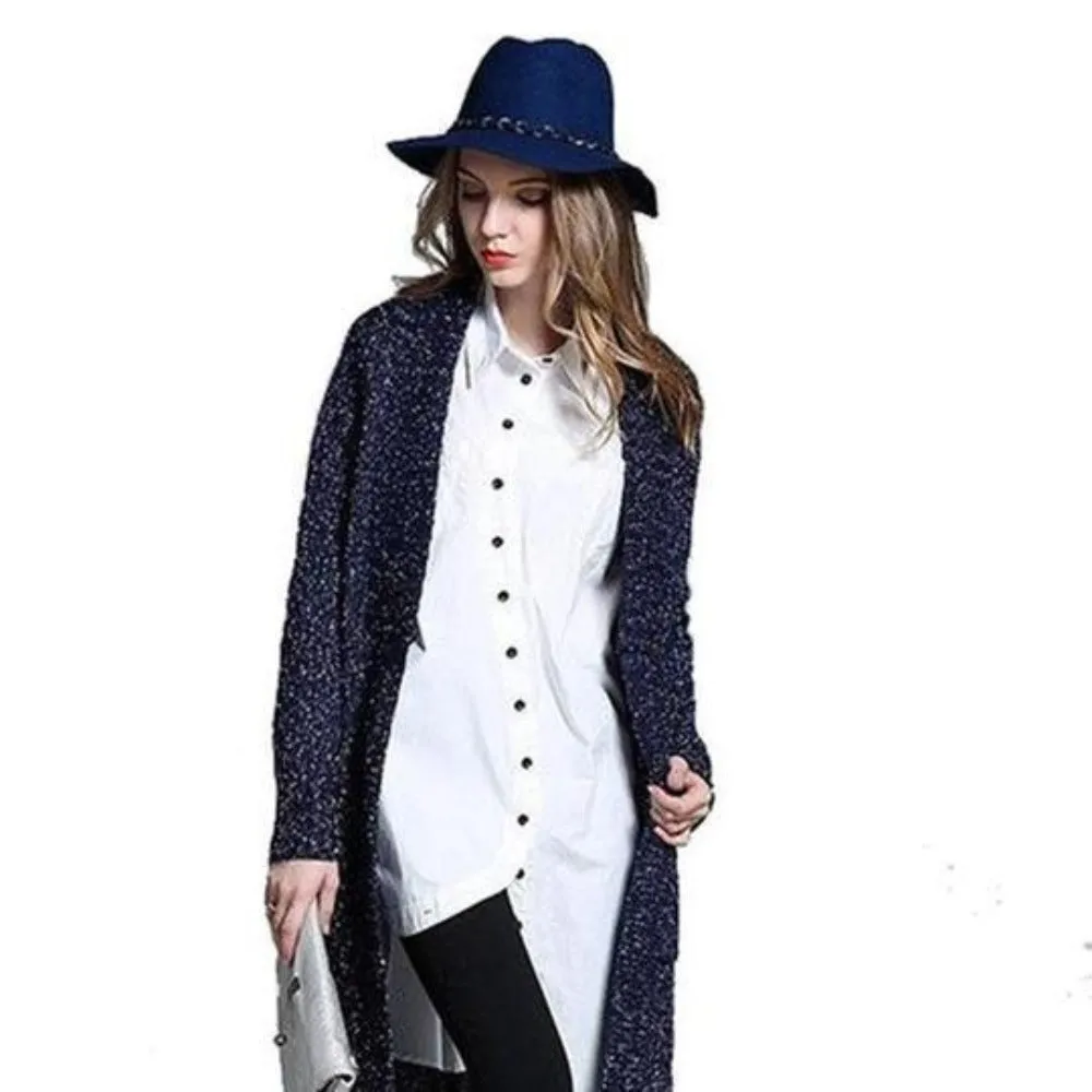 Womens Navy Mid Length Cardigan