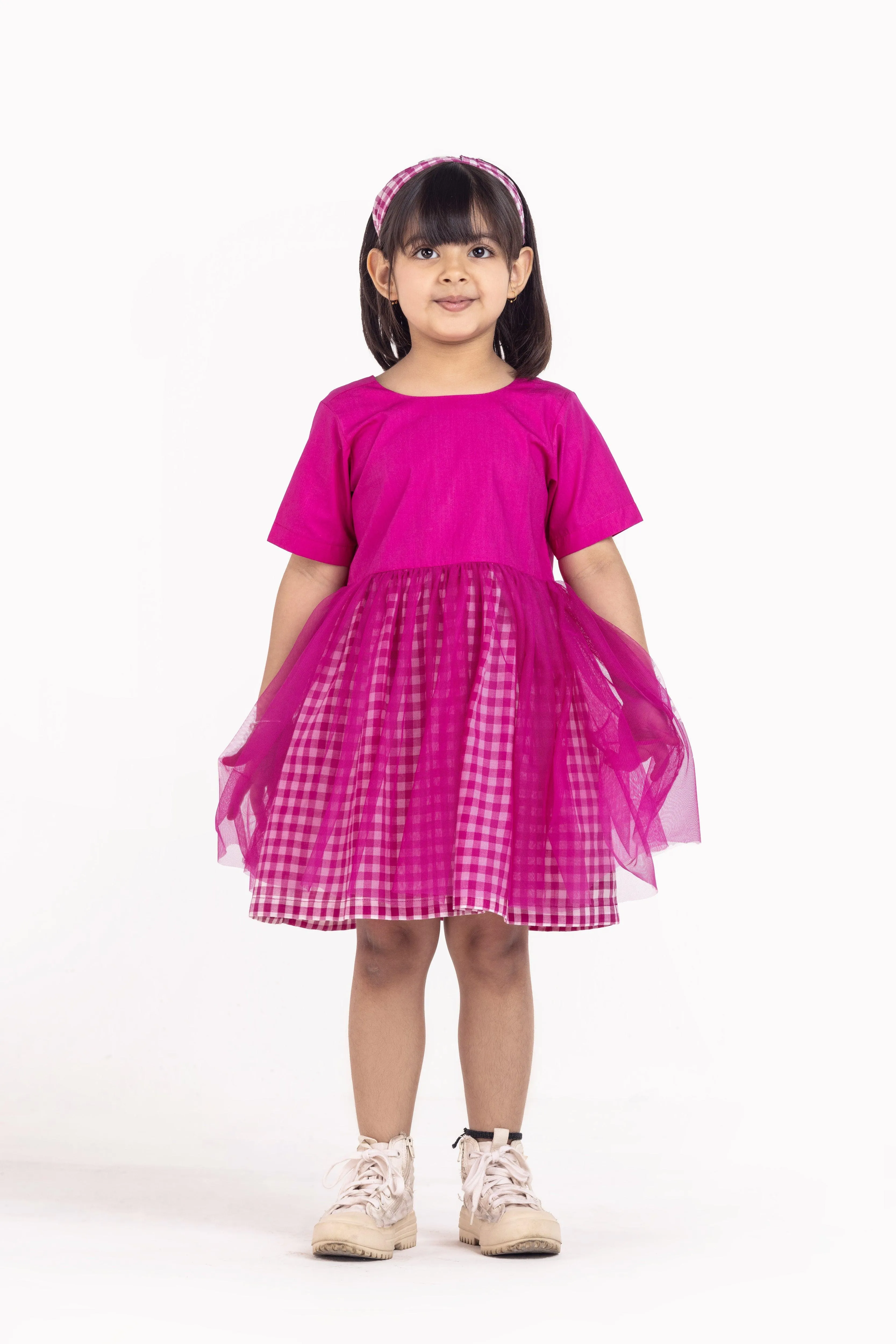 Yoke Dress Hot Pink