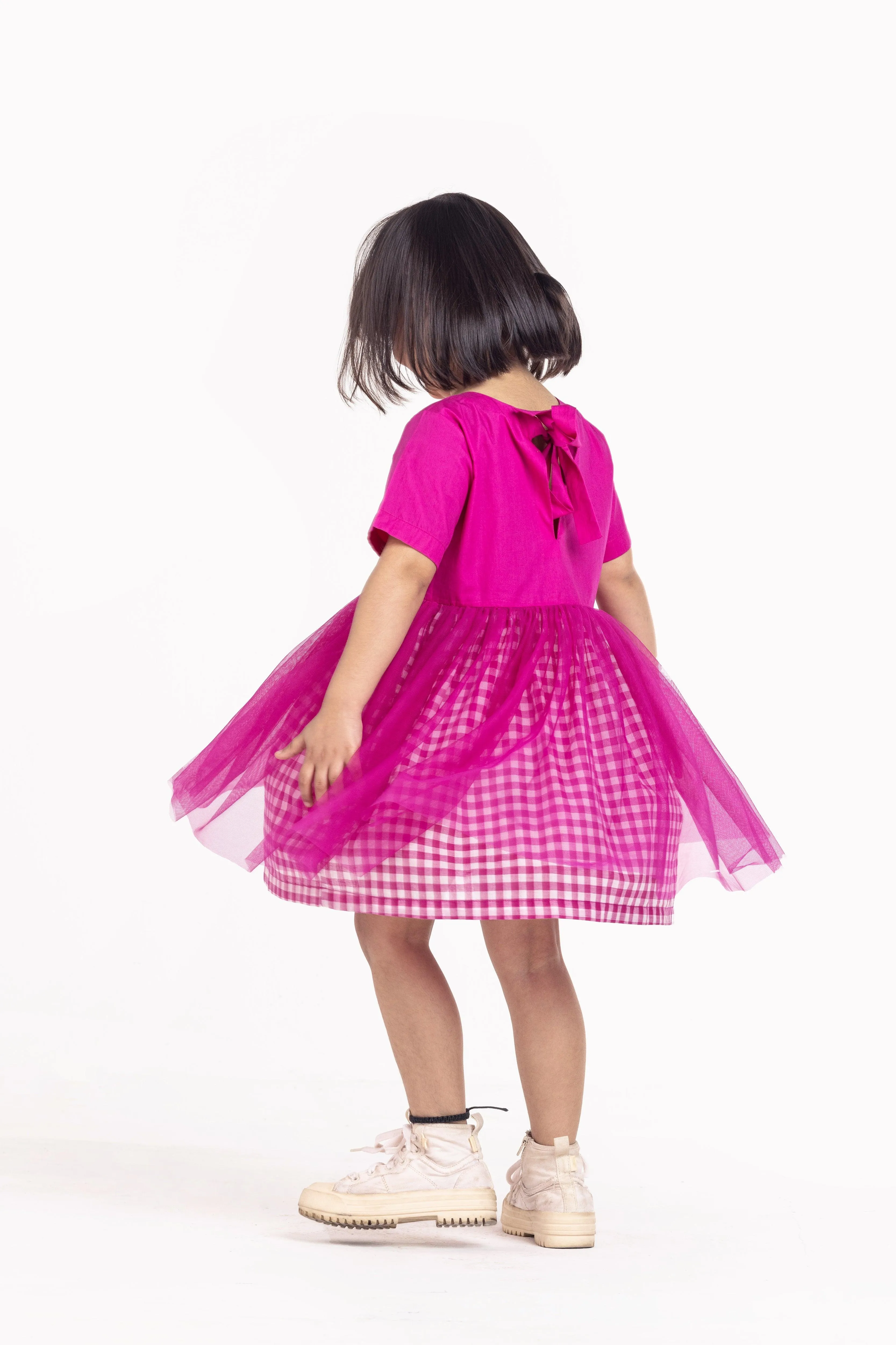 Yoke Dress Hot Pink