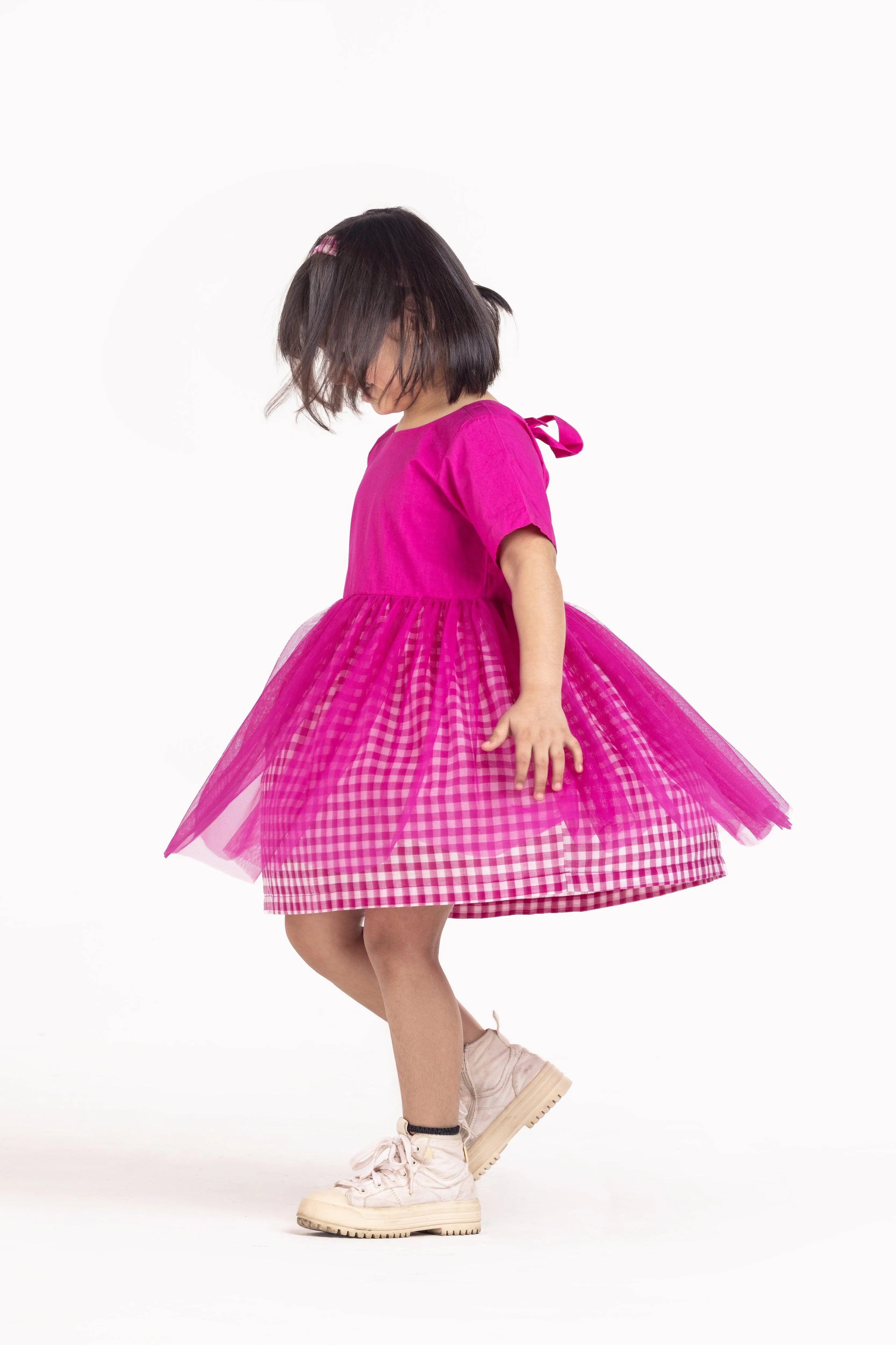 Yoke Dress Hot Pink