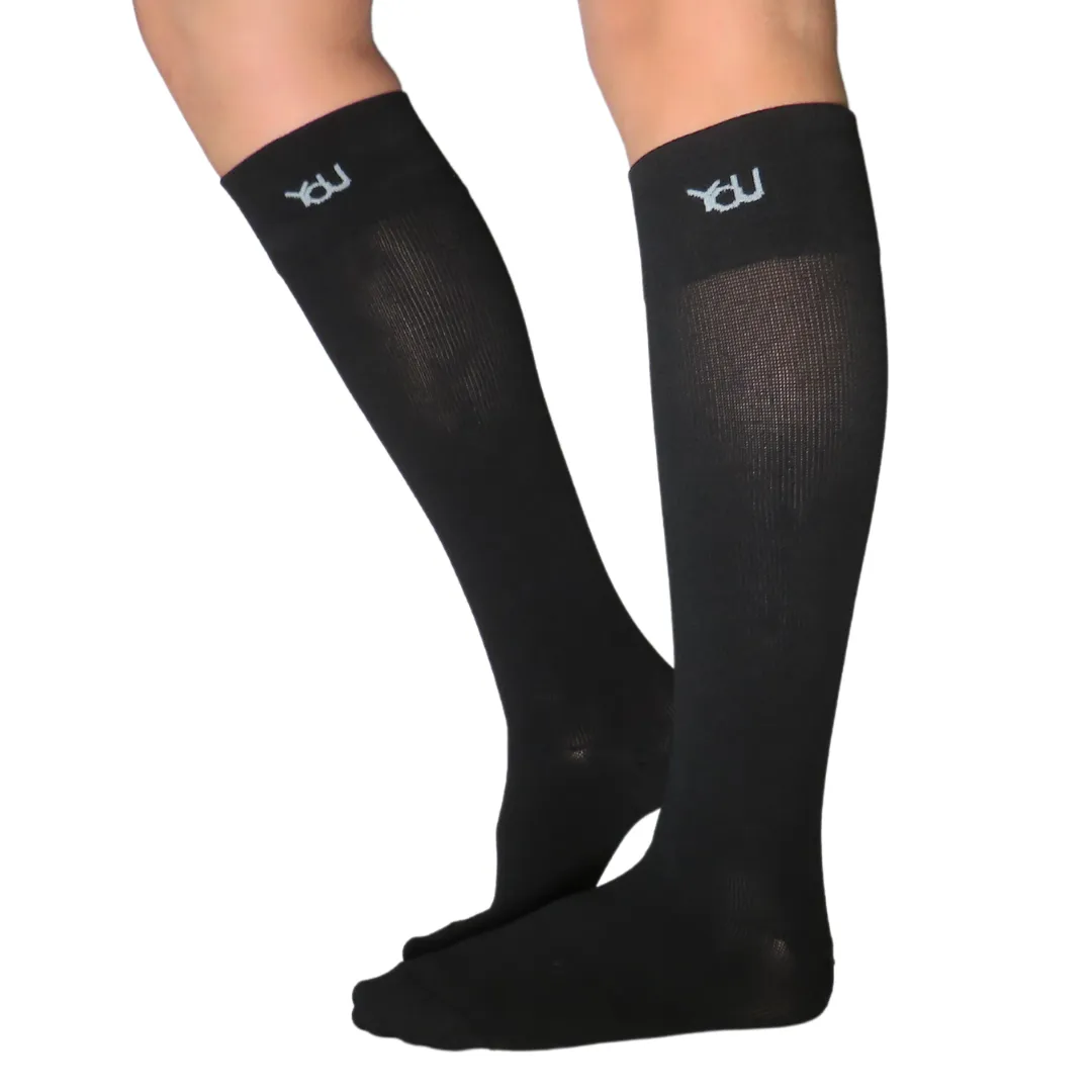 YoU® Black Knee High • Travel & Sport 15-20 mmHg Compression