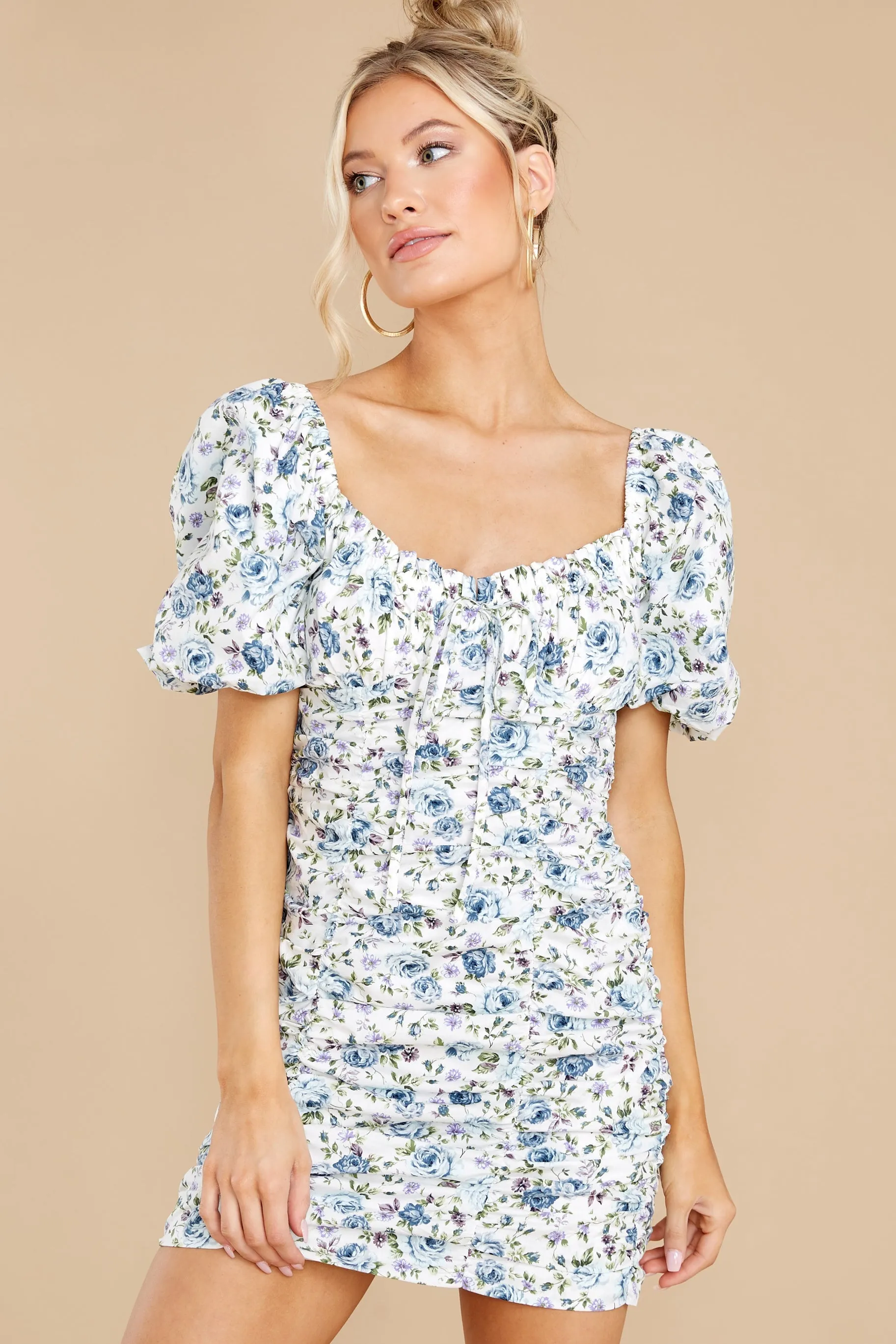 Your Hand In Mine Blue Floral Print Dress