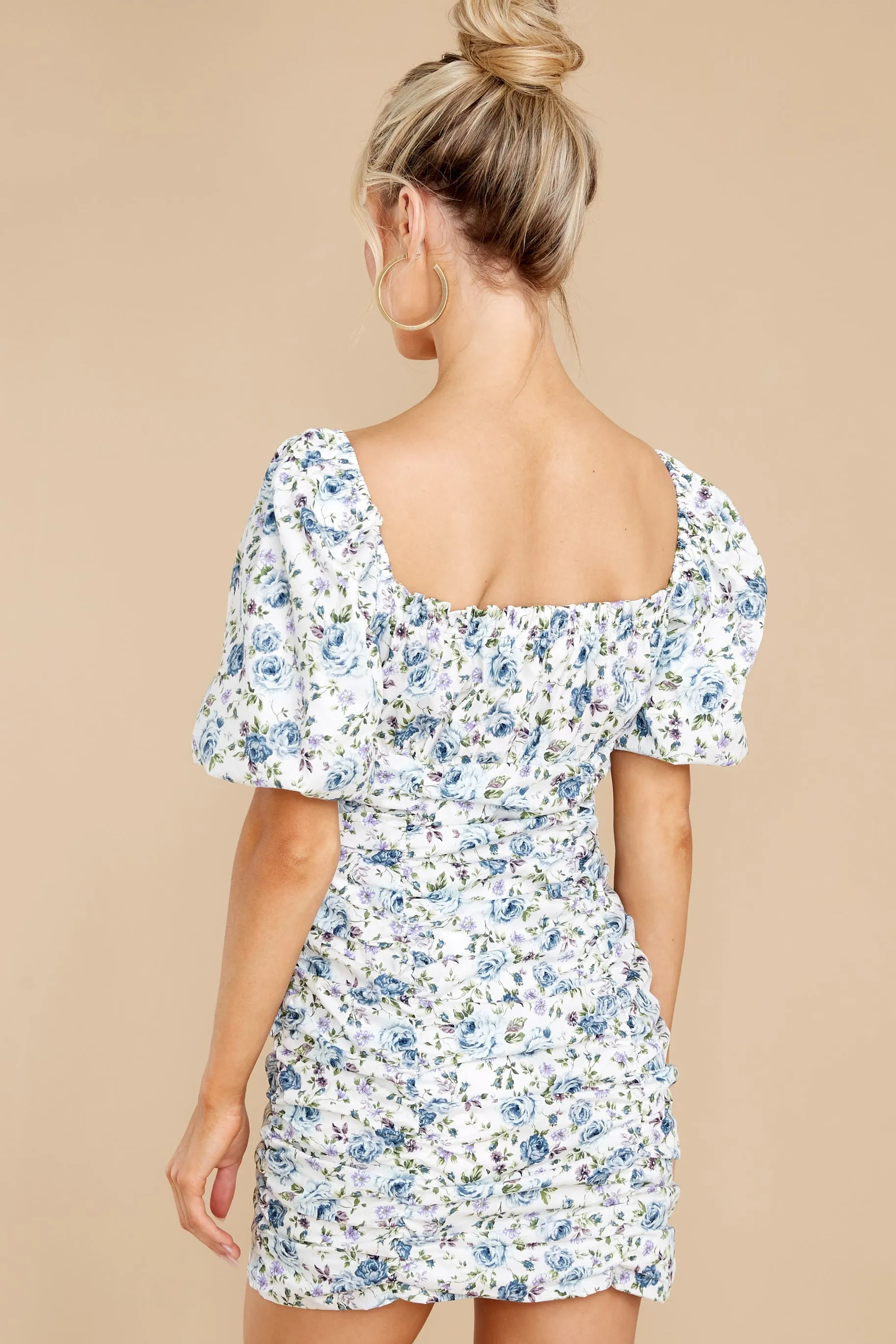 Your Hand In Mine Blue Floral Print Dress