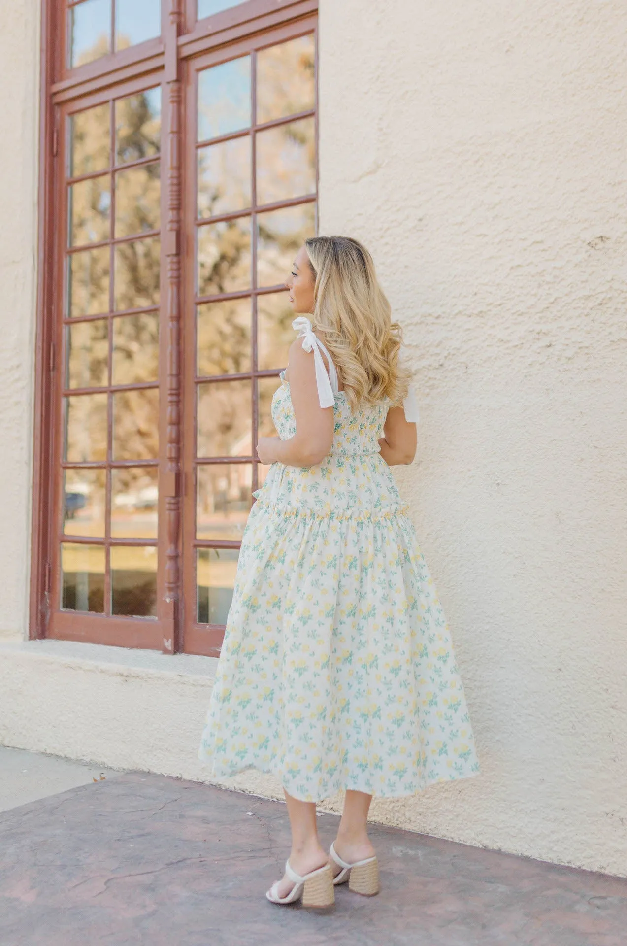 Yours Truly Floral Print Smocked Midi Dress