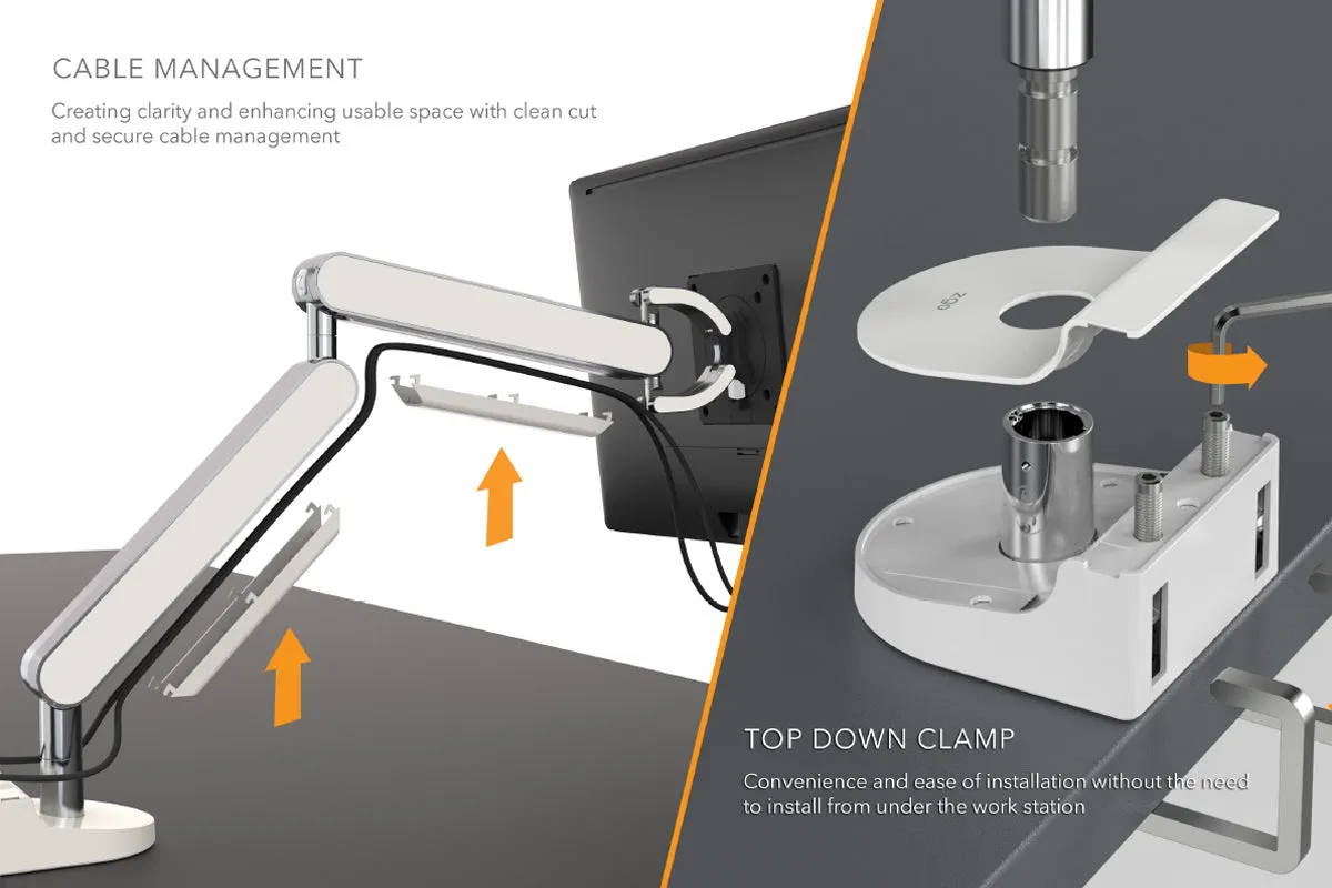 Zgo Dynamic Single Arm with Crossbar for Dual Monitor Arms