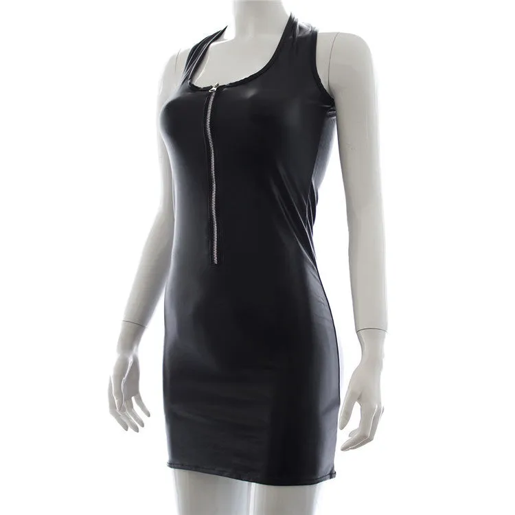 'Zip Me Up' Leather-Look Dress